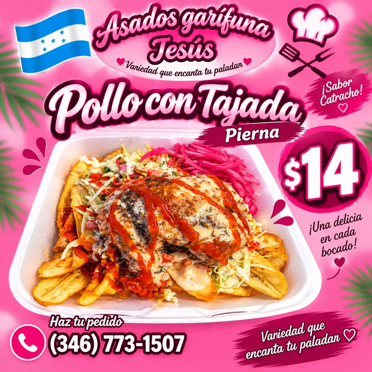 Pollo con tajadas (pierna)